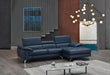 J&M Furniture - A973B Italian Leather Mini Sectional Right Facing Chaise in Blue - 179065-RHFC - GreatFurnitureDeal