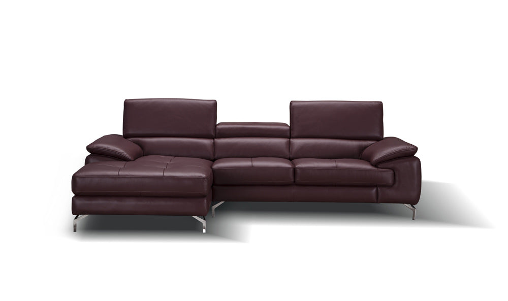 J&M Furniture - A973B Italian Leather Mini Sectional Left Facing Chaise in Maroon - 179066-LHFC - GreatFurnitureDeal