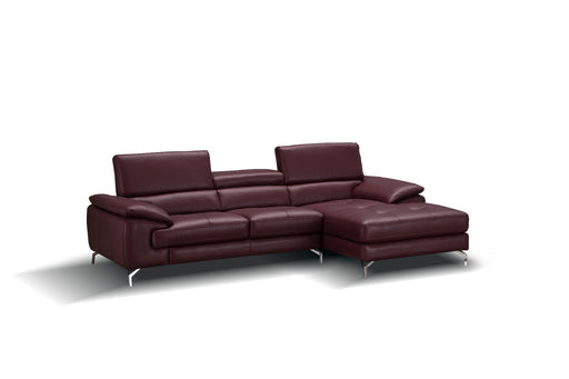 J&M Furniture - A973B Italian Leather Mini Sectional Right Facing Chaise in Maroon - 179066-RHFC - GreatFurnitureDeal