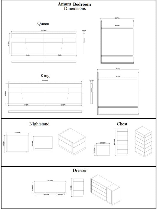 J&M Furniture - Amora Natural White Lacquer 6 Piece Queen Platform Bedroom Set - 17869-Q-6SET