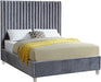 Meridian Furniture - Candace Velvet King Bed in Grey - CandaceGrey-K - GreatFurnitureDeal
