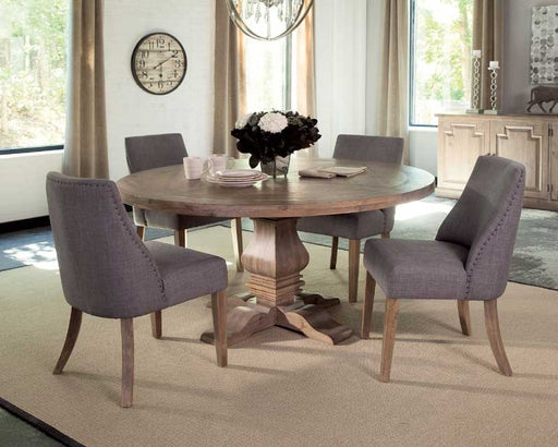 Coaster Furniture - Florence Round Pedestal Dining Table Rustic Smoke - 180200 - GreatFurnitureDeal