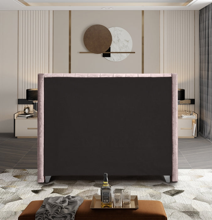 Meridian Furniture - Aiden Velvet King Bed in Pink - AidenPink-K - GreatFurnitureDeal