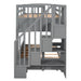 GFD Home - Stairway Twin XL Loft Bed with Twin Size Trundle and 3 Drawers, Storage, Desk, Gray - GreatFurnitureDeal