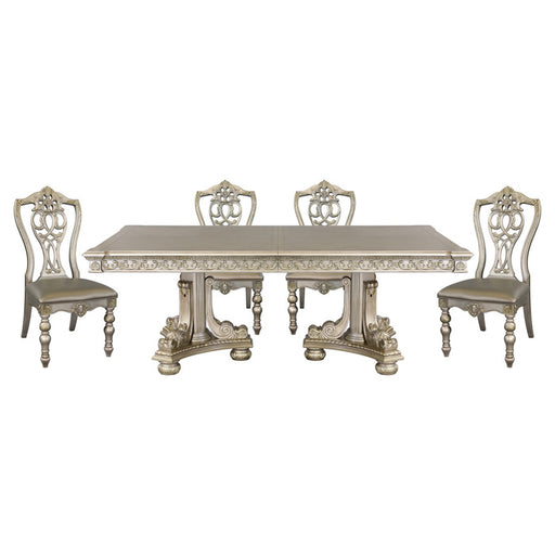 Homelegance - Catalonia Platinum Gold 5 Piece Dining Table Set - 1824PG-112-5SET - GreatFurnitureDeal