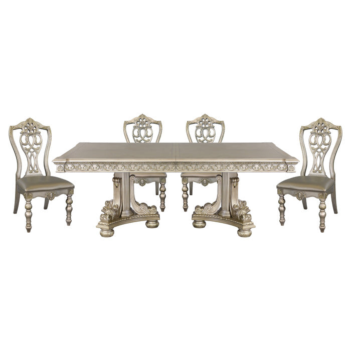 Homelegance - Catalonia Platinum Gold 5 Piece Dining Table Set - 1824PG-112-5SET