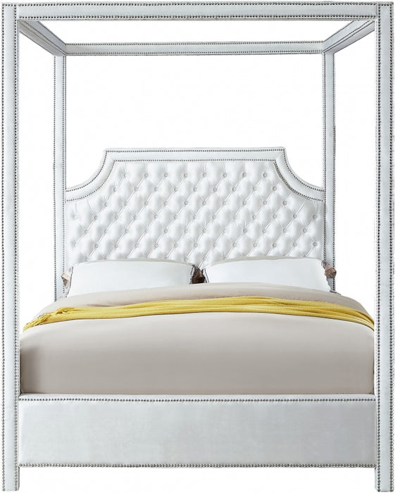 Meridian Furniture - Rowan Velvet Queen Bed in White - RowanWhite-Q - GreatFurnitureDeal