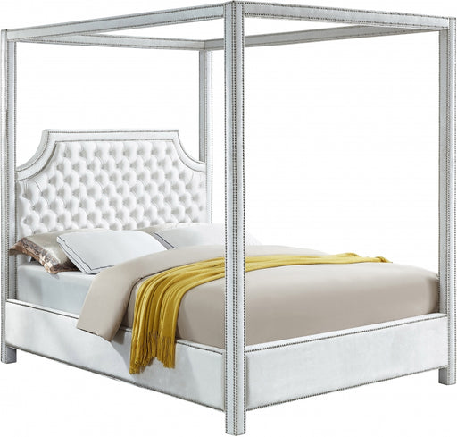 Meridian Furniture - Rowan Velvet Queen Bed in White - RowanWhite-Q - GreatFurnitureDeal
