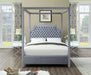 Meridian Furniture - Rowan Velvet Queen Bed in Grey - RowanGrey-Q - GreatFurnitureDeal