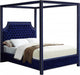 Meridian Furniture - Rowan Velvet Queen Bed in Navy - RowanNavy-Q - GreatFurnitureDeal