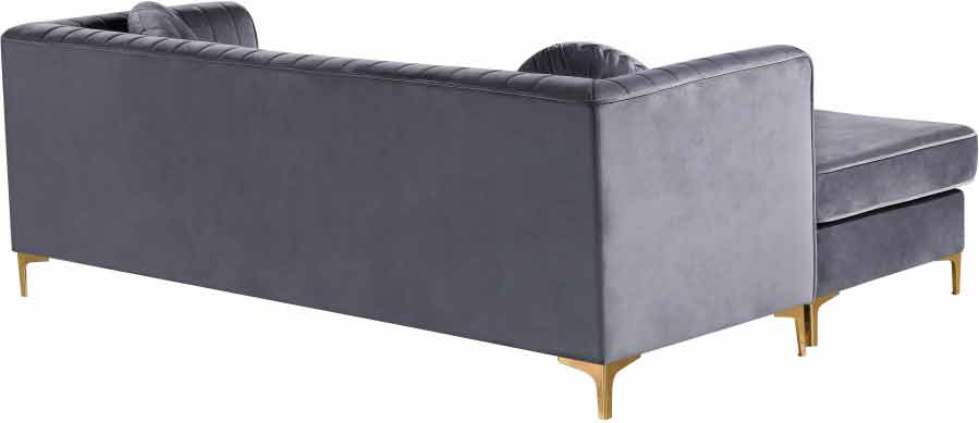 Meridian Furniture - Eliana Velvet Reversible 3 Piece Sectional in Grey - 660Grey-Sectional - GreatFurnitureDeal