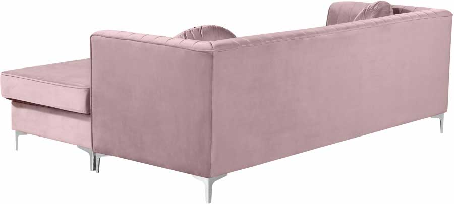 Meridian Furniture - Eliana Velvet Reversible 3 Piece Sectional in Pink - 660Pink-Sectional - GreatFurnitureDeal