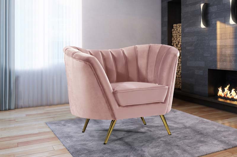 Meridian Furniture - Margo Velvet Chair in Pink - 622Pink-C - GreatFurnitureDeal