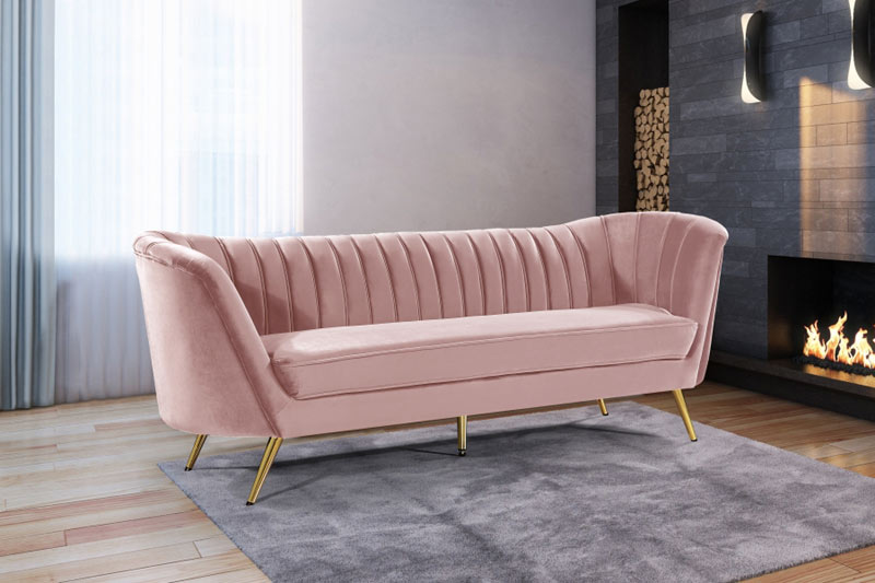 Meridian Furniture - Margo 3 Piece Living Room Set in Pink -  622Pink-S-3SET - GreatFurnitureDeal
