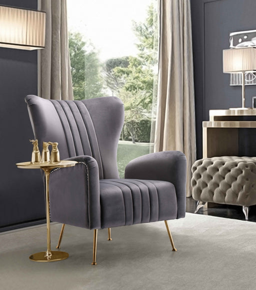 Meridian Furniture - Opera Velvet Accent Chair in Grey - 532Grey - GreatFurnitureDeal