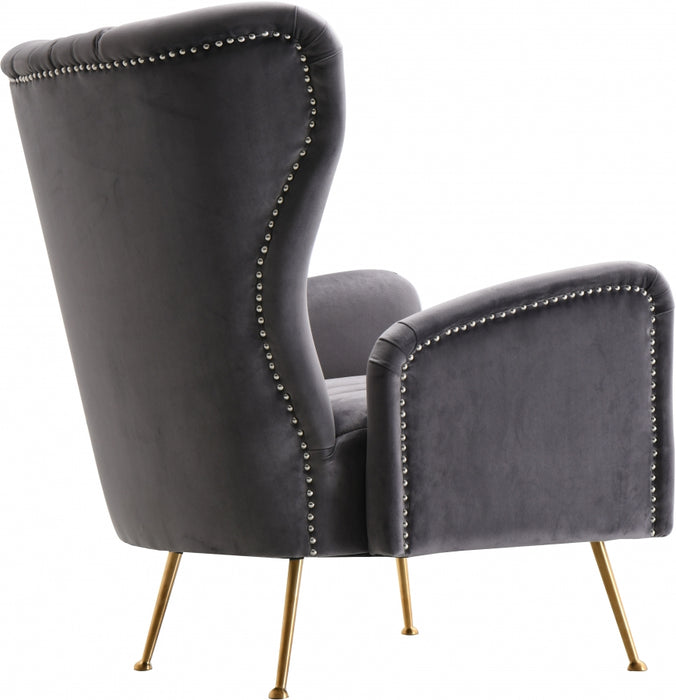 Meridian Furniture - Opera Velvet Accent Chair in Grey - 532Grey - GreatFurnitureDeal