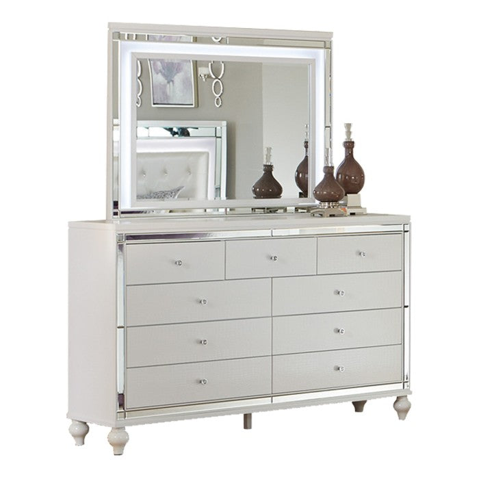 Homelegance - Alonza Bright White Dresser and Mirror Set - 1845-5-6 - GreatFurnitureDeal