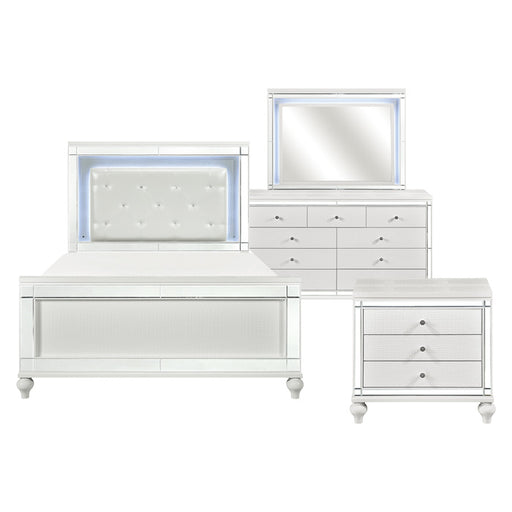 Homelegance - Alonza Bright White 4 Piece Queen Bedroom Set with LED Lighting - 1845LED-1-4 - GreatFurnitureDeal