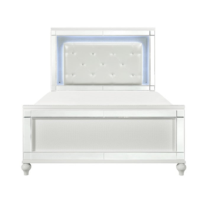 Homelegance - Alonza Bright White Queen Bed with LED Lighting - 1845LED-1