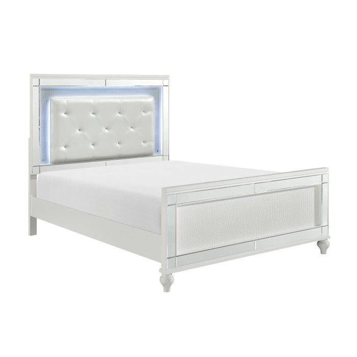 Homelegance - Alonza Bright White 5 Piece California King Bedroom Set with LED Lighting - 1845KLED-1CK-5