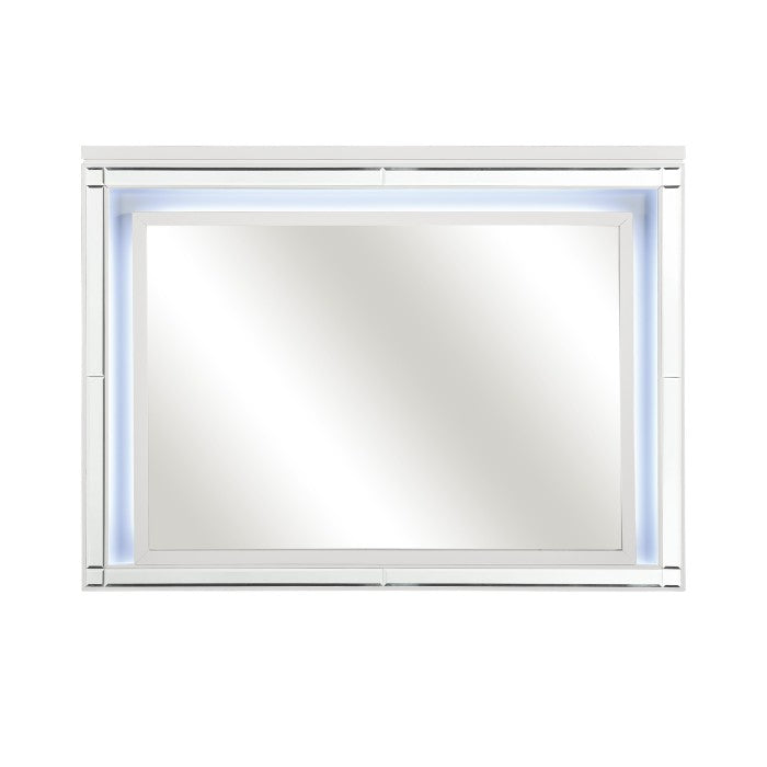 Homelegance - Alonza Bright White Dresser and Mirror Set - 1845-5-6
