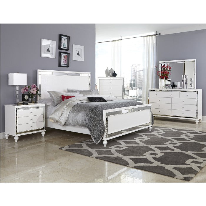 Homelegance - Alonza Bright White 5 Piece California King Bedroom Set with LED Lighting - 1845KLED-1CK-5 - GreatFurnitureDeal