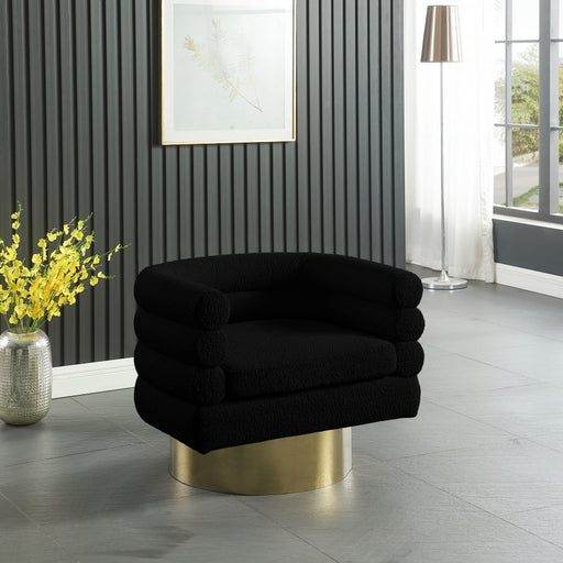 Meridian Furniture - Tessa Boucle Fabric Accent Chair in Black - 544Black - GreatFurnitureDeal