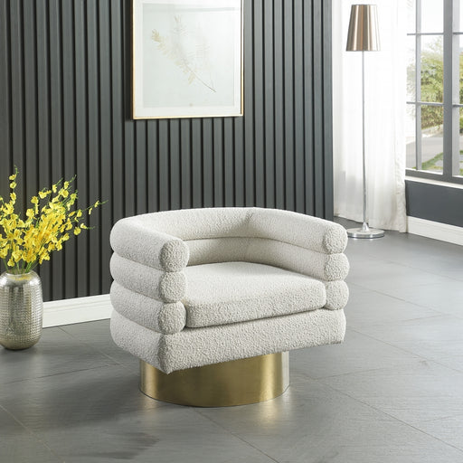Meridian Furniture - Tessa Boucle Fabric Accent Chair in Cream - 544Cream - GreatFurnitureDeal