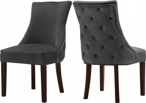 Meridian Furniture - Hannah Velvet Dining Chair Set of 2 in Grey - 774Grey-C - GreatFurnitureDeal