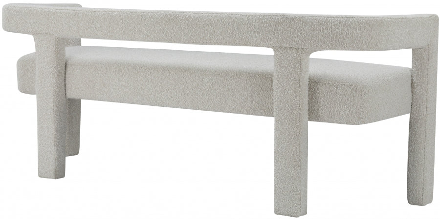 Meridian Furniture - Athena Boucle Fabric Bench in Cream - 865Cream