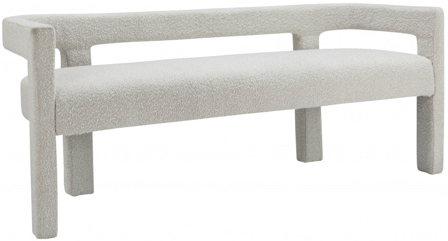 Meridian Furniture - Athena Boucle Fabric Bench in Cream - 865Cream - GreatFurnitureDeal
