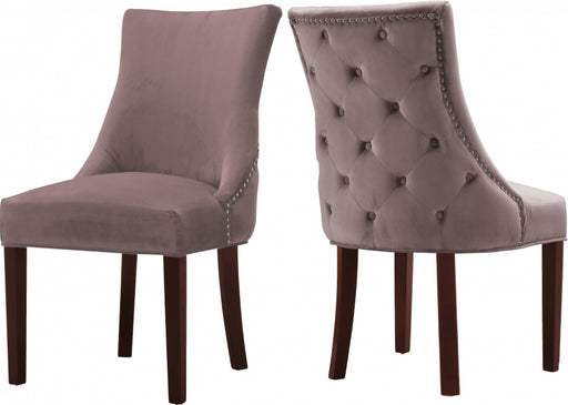 Meridian Furniture - Hannah Velvet Dining Chair Set of 2 in Pink - 774Pink-C - GreatFurnitureDeal