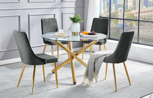 Mariano Furniture - 5 Piece Dining Room Set in Gold and Dark Gray - BQ-D138-SC4 - GreatFurnitureDeal
