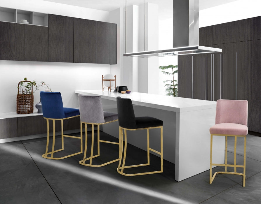 Meridian Furniture - Heidi Velvet Counter Stool Set of 2 in Black - 777Black-C