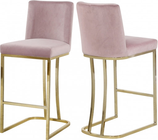 Meridian Furniture - Heidi Velvet Counter Stool Set of 2 in Pink - 777Pink-C - GreatFurnitureDeal
