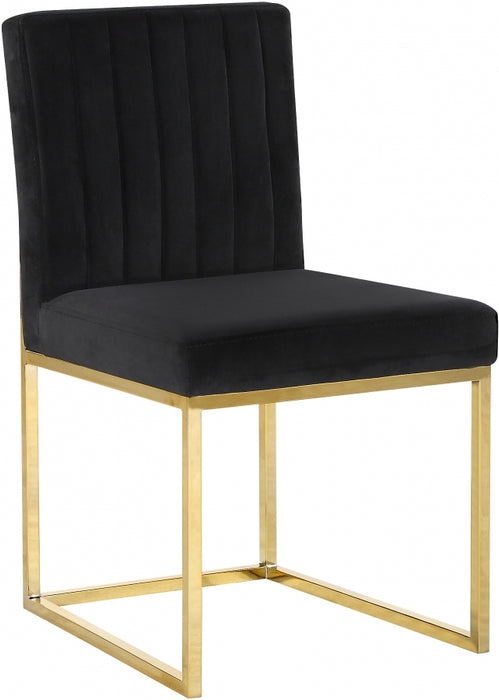 Meridian Furniture - Giselle Velvet Dining Chair Set of 2 in Black - 778Black-C - GreatFurnitureDeal