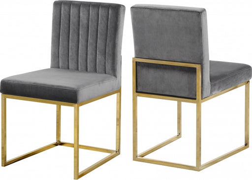 Meridian Furniture - Giselle Velvet Dining Chair Set of 2 in Grey - 778Grey-C - GreatFurnitureDeal