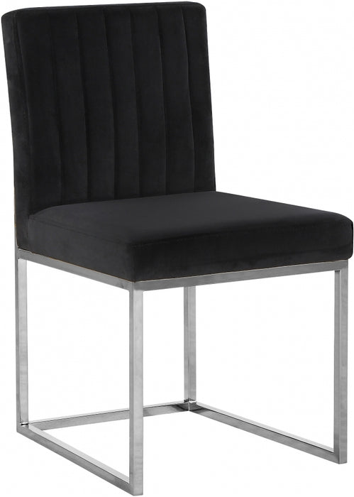 Meridian Furniture - Giselle Velvet Dining Chair Set of 2 in Black - 779Black-C - GreatFurnitureDeal