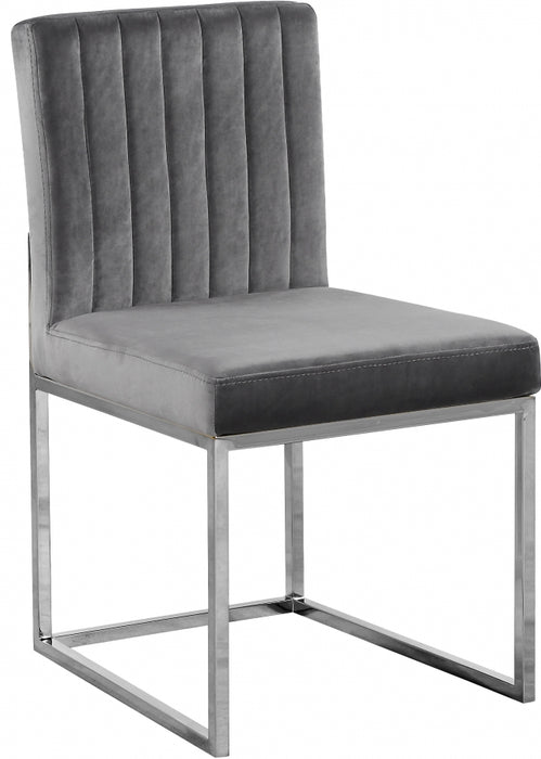 Meridian Furniture - Giselle Velvet Dining Chair Set of 2 in Grey - 779Grey-C - GreatFurnitureDeal