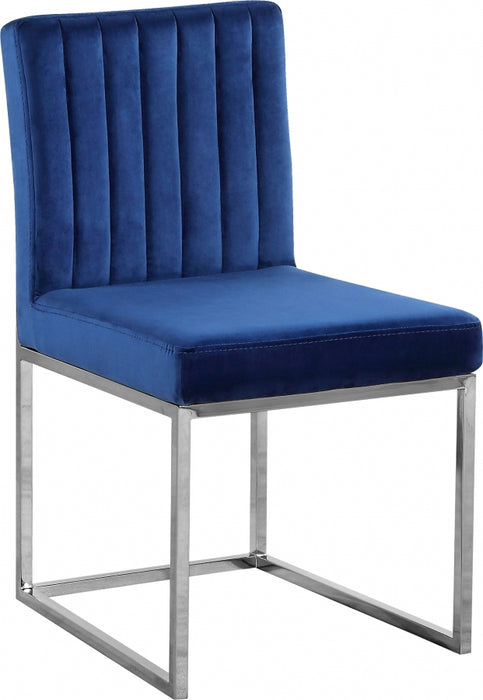 Meridian Furniture - Giselle Velvet Dining Chair Set of 2 in Navy- 779Navy-C - GreatFurnitureDeal