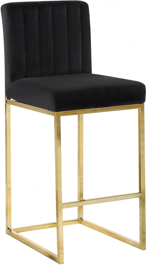 Meridian Furniture - Giselle Velvet Counter Stool Set of 2 in Black - 781Black-C - GreatFurnitureDeal