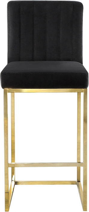 Meridian Furniture - Giselle Velvet Counter Stool Set of 2 in Black - 781Black-C