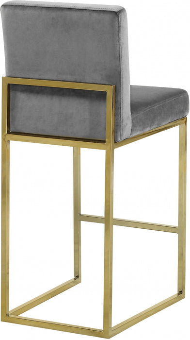 Meridian Furniture - Giselle Velvet Counter Stool Set of 2 in Grey - 781Grey-C