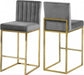 Meridian Furniture - Giselle Velvet Counter Stool Set of 2 in Grey - 781Grey-C - GreatFurnitureDeal