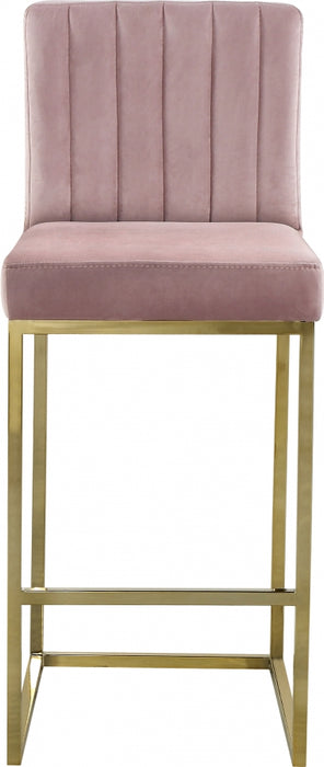 Meridian Furniture - Giselle Velvet Counter Stool Set of 2 in Pink - 781Pink-C - GreatFurnitureDeal