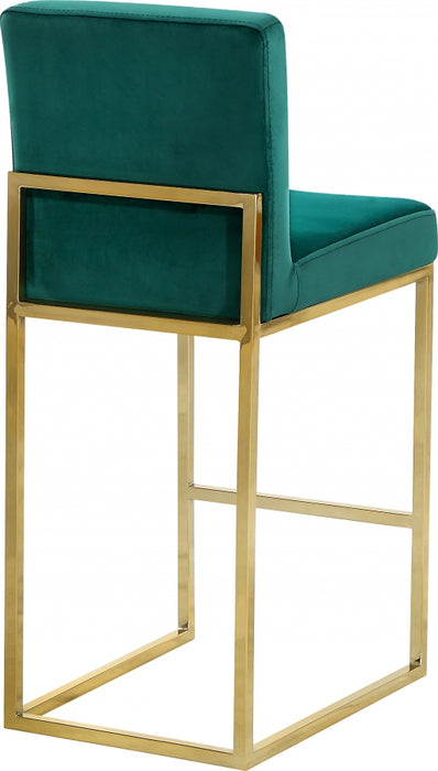 Meridian Furniture - Giselle Velvet Counter Stool Set of 2 in Green - 781Green-C