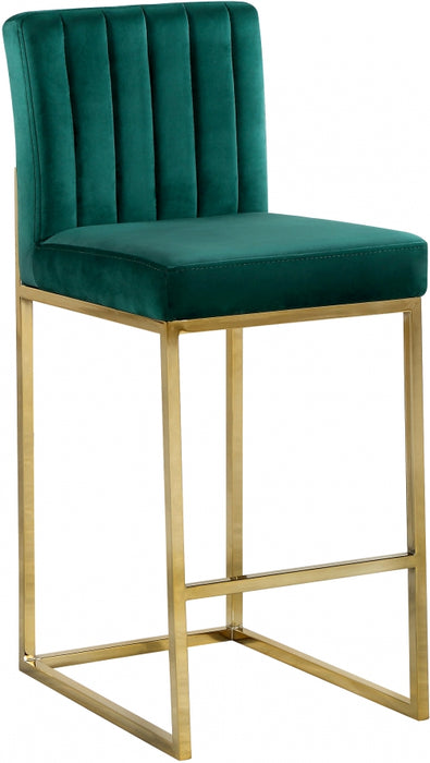 Meridian Furniture - Giselle Velvet Counter Stool Set of 2 in Green - 781Green-C
