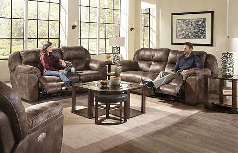 Catnapper - Ferrington 2 Piece Power Headrest Power Lay Flat Reclining Sofa Set in Dusk - 61891-2SET - GreatFurnitureDeal