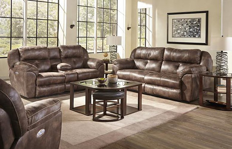 Catnapper - Ferrington 2 Piece Power Headrest Power Lay Flat Reclining Sofa Set in Dusk - 61891-2SET - GreatFurnitureDeal