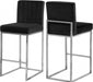 Meridian Furniture - Giselle Velvet Counter Stool Set of 2 in Black - 782Black-C - GreatFurnitureDeal